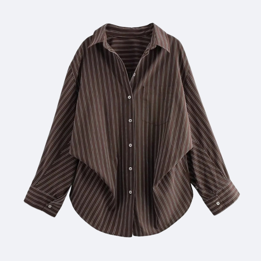 Chemise Rayée Marron – Élégance Authentique