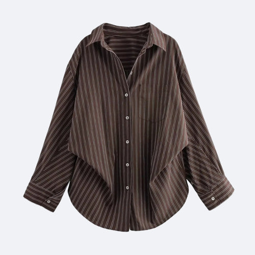 Chemise Rayée Marron – Élégance Authentique