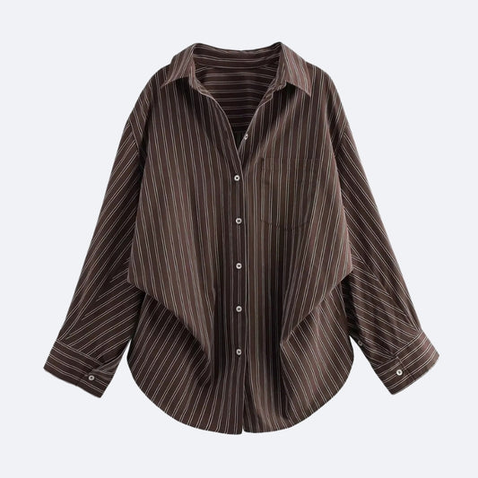 Chemise Rayée Marron – Élégance Authentique