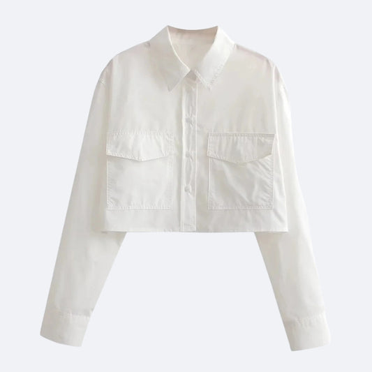 Chemise Courte Blanche – Minimalisme & Élégance