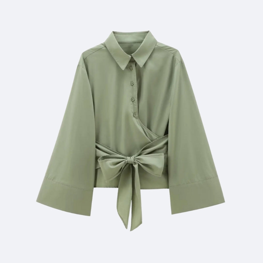 Chemise Verte Ceinturée – Style & Élégance