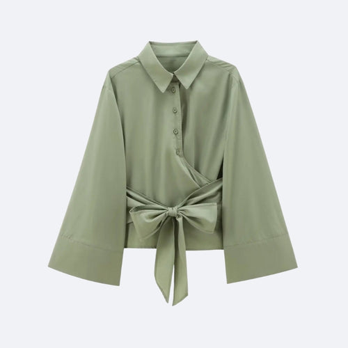 Chemise Verte Ceinturée – Style & Élégance