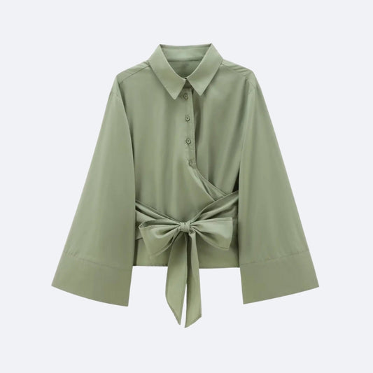 Chemise Verte Ceinturée – Style & Élégance