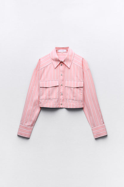 Veste lignée rose clair