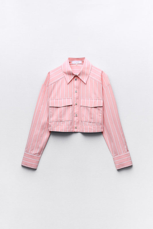 Veste lignée rose clair