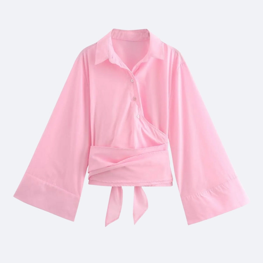 Chemise Rose Ceinturée – Douceur & Élégance
