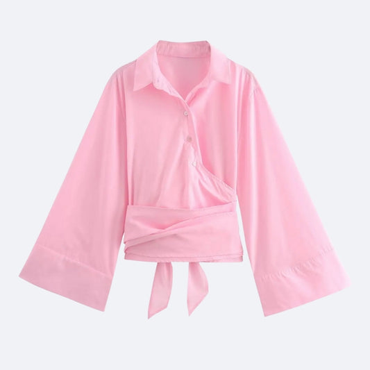 Chemise Rose Ceinturée – Douceur & Élégance