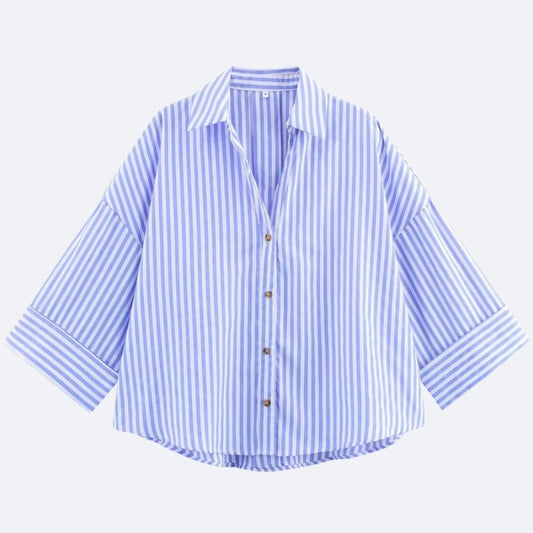 Chemise Rayée Bleu & Blanc – Chic & Intemporelle