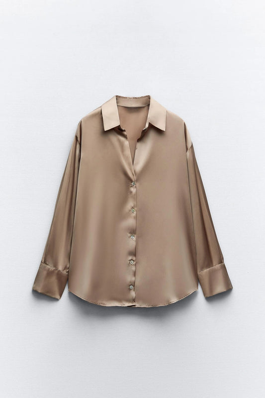 Chemise fine en soie doré