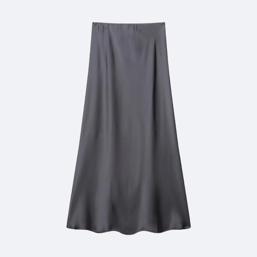 Jupe Longue Satinée Gris Foncé – Élégance & Modernité