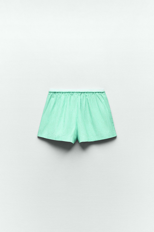 Short rayé turquoise