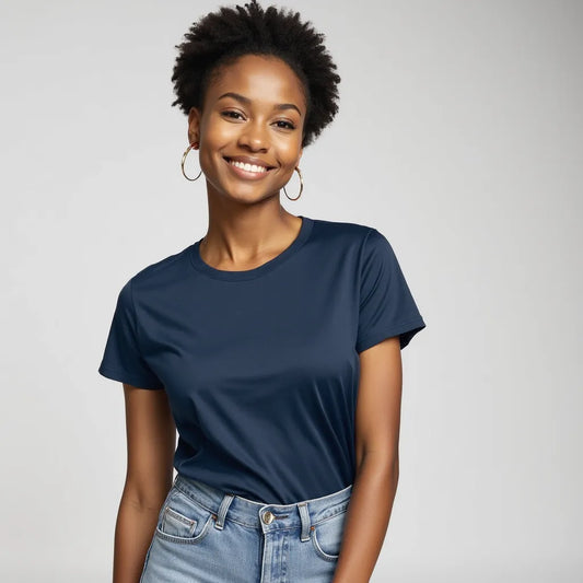T-shirt Femme Bleu Minuit – Élégance et simplicité au quotidien