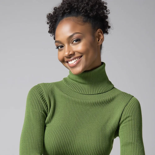 Pull Col Roulé Vert Épicéa