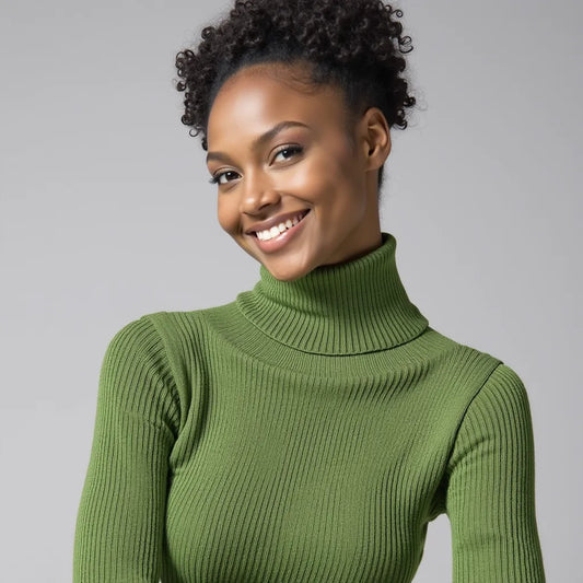 Pull Col Roulé Vert Épicéa
