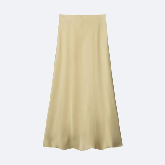 Jupe Longue Satinée Beige – Élégance & Intemporalité
