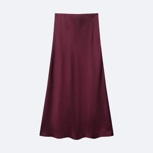 Jupe Longue Satinée Bordeaux – Élégance & Intensité