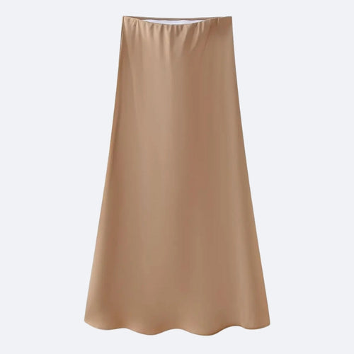 Jupe Longue Satinée Beige – Élégance & Sobriété