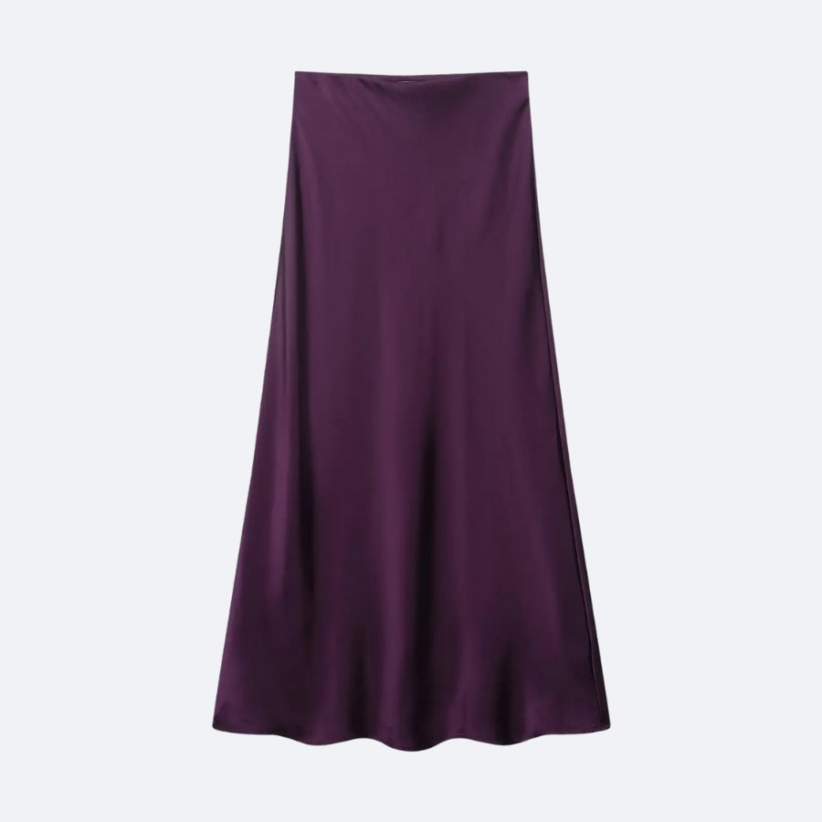 Jupe Longue Satinée Violette – Élégance & Intensité