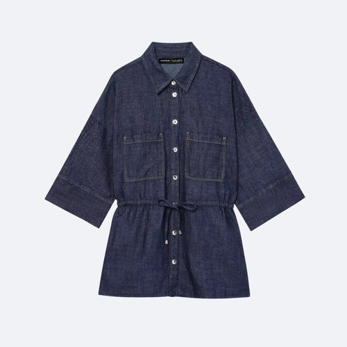 Chemise Veste en Jean Ceinturée – Style Urbain et Élégant