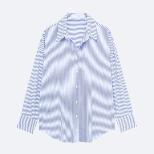 Chemise Rayée Bleu Clair – Fraîcheur & Élégance