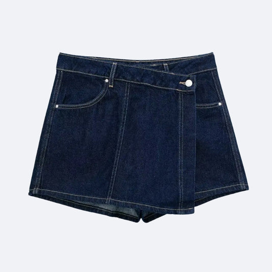 Short en Jean Wrap – Style Moderne et Polyvalent