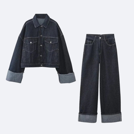 Ensemble Veste & Pantalon en Jean Foncé