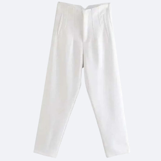Pantalon Blanc Épuré – Élégance Intemporelle et Raffinement