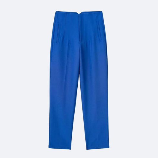 Pantalon Droit Bleu Vif – Modernité et Élégance Affirmée