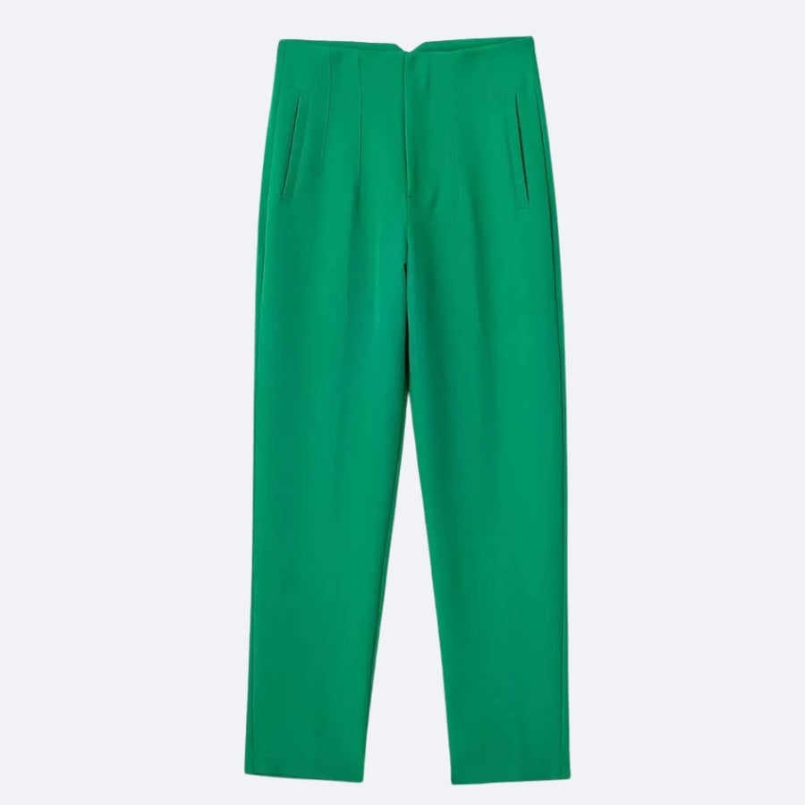 Pantalon Droit Vert Vif – Élégance Moderne et Style Audacieux