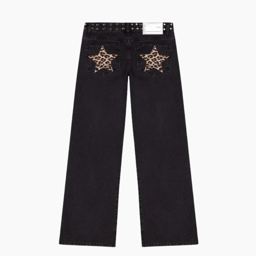 Black Jeans with Leopard Stars