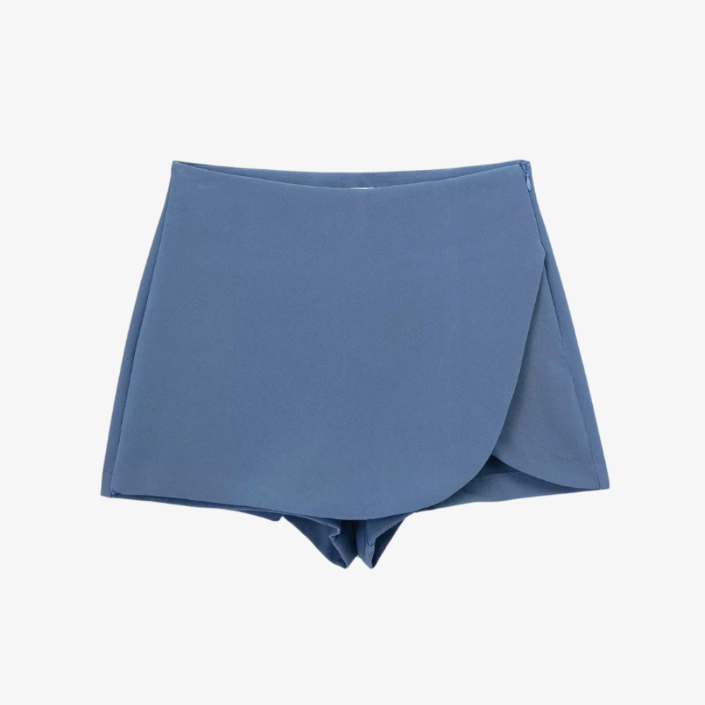 Skort Portefeuille Arrondi Bleu – Style & Confort