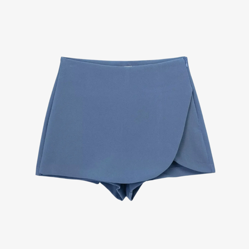 Skort Portefeuille Arrondi Bleu – Style & Confort