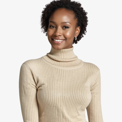 Pull Col Roulé Sable Élégant
