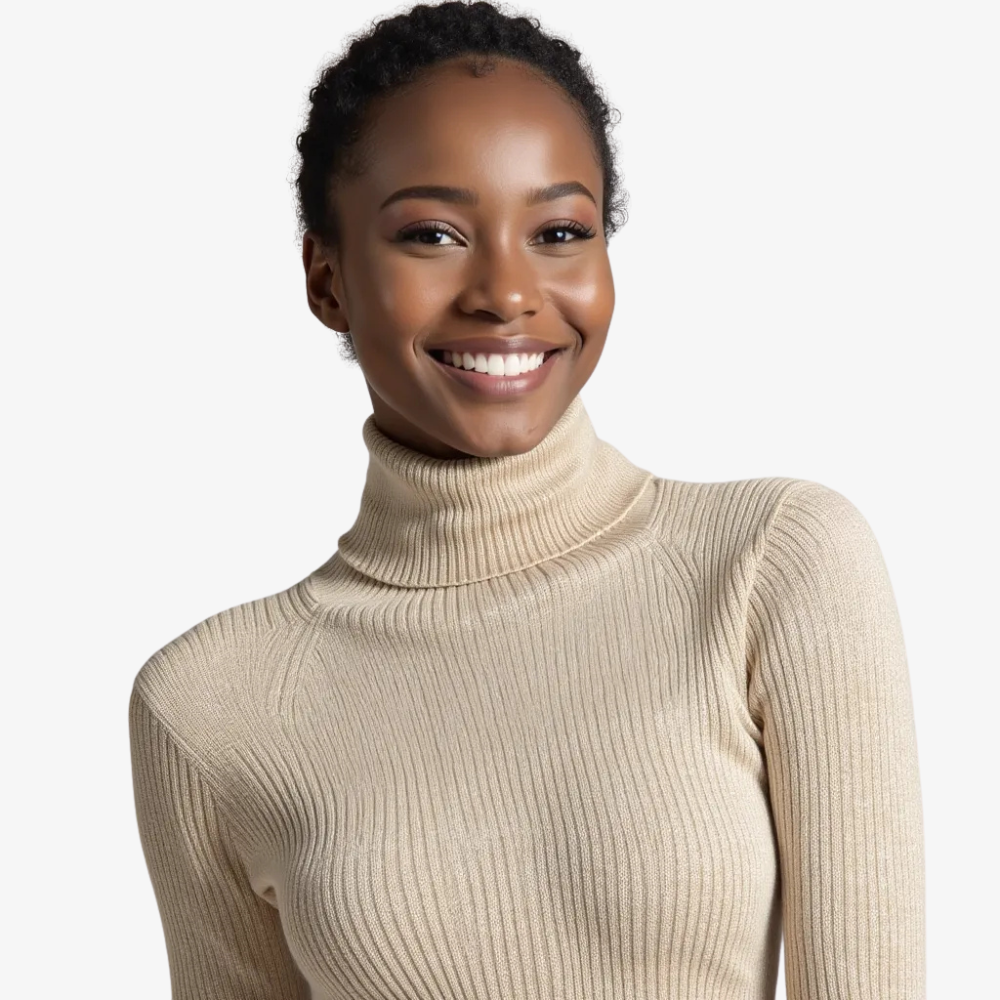 Pull Col Roulé Sable Élégant