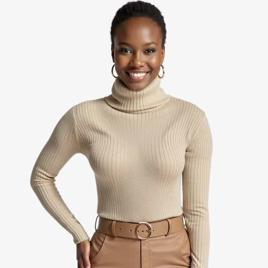 Elegant Sand Turtleneck Sweater