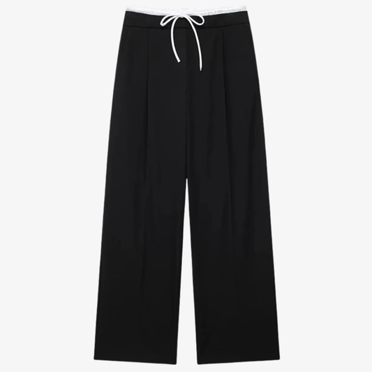 Wide-leg black drawstring trousers – Casual elegance and comfort