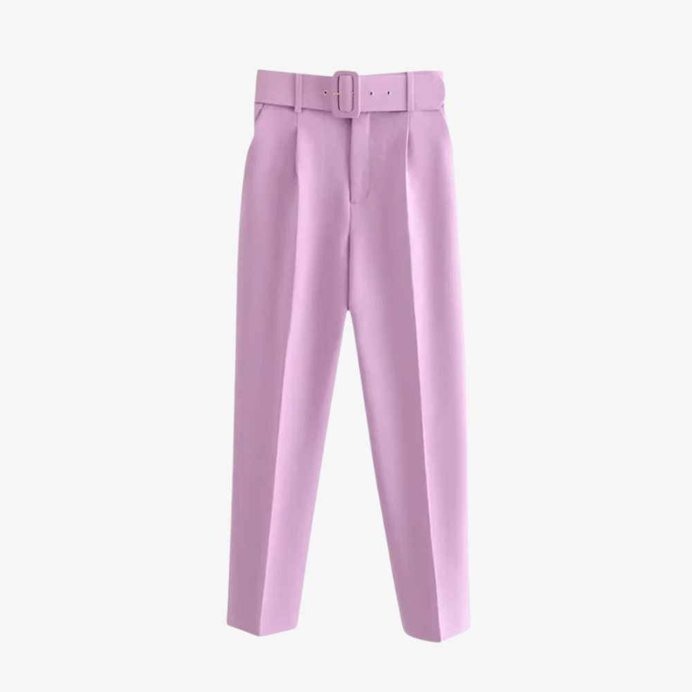 Pantalon Rose Clair avec Ceinture – Élégance Féminine et Modernité