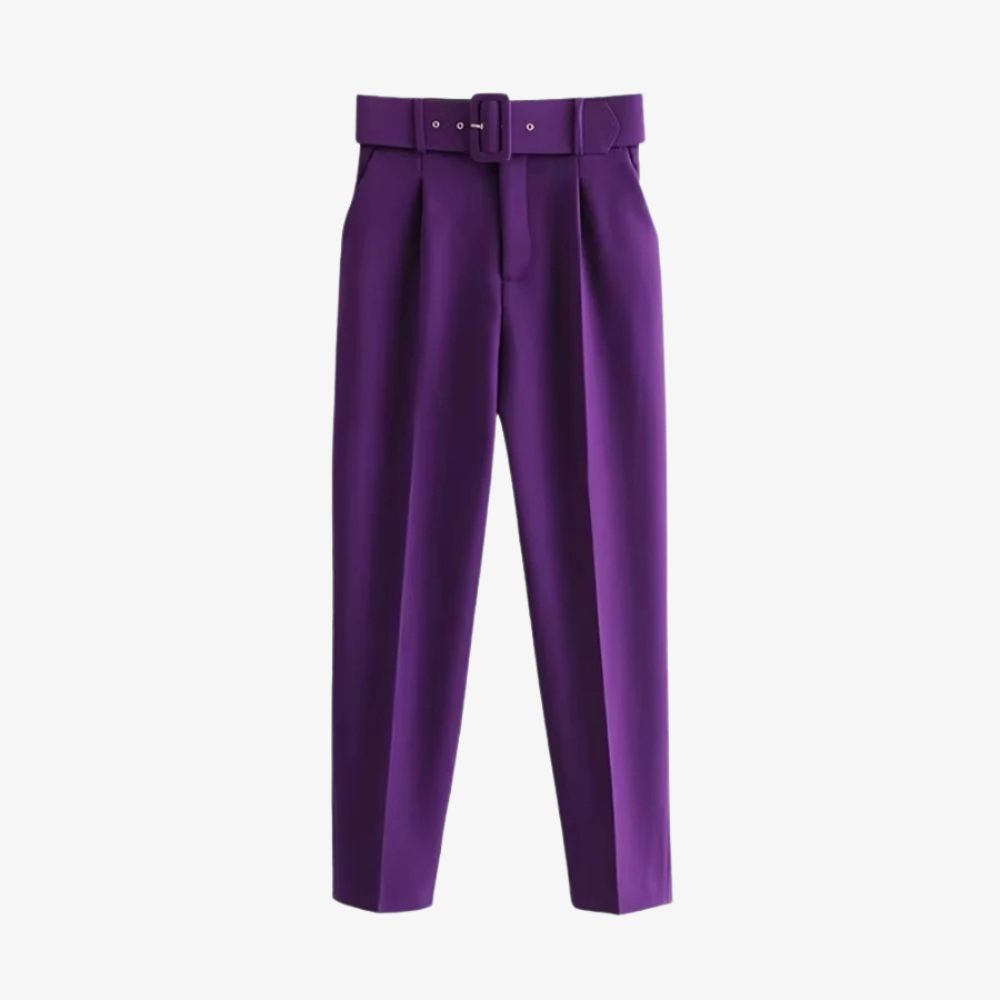 Pantalon Violet avec Ceinture – Élégance Audacieuse et Raffinement Moderne