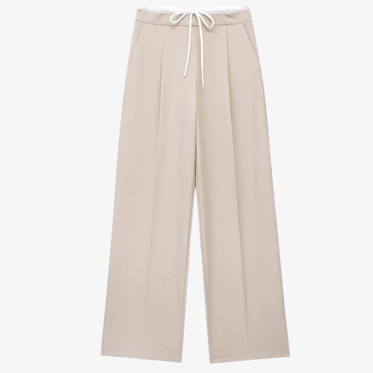 Light Beige Wide Leg Trousers – Casual Elegance and Modern Versatility