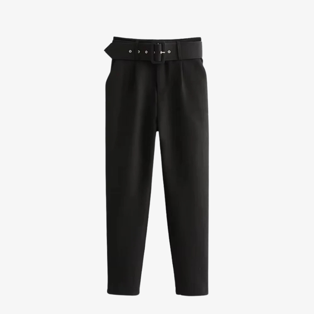 Pantalon Noir avec Ceinture – Élégance Structurée et Modernité