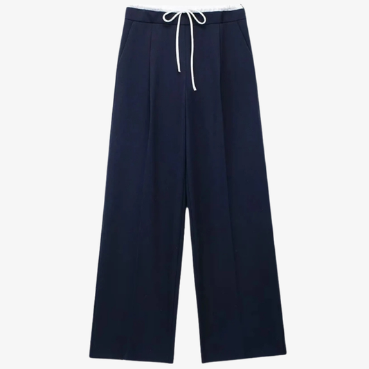 Wide-leg navy blue trousers – Casual elegance and modern comfort