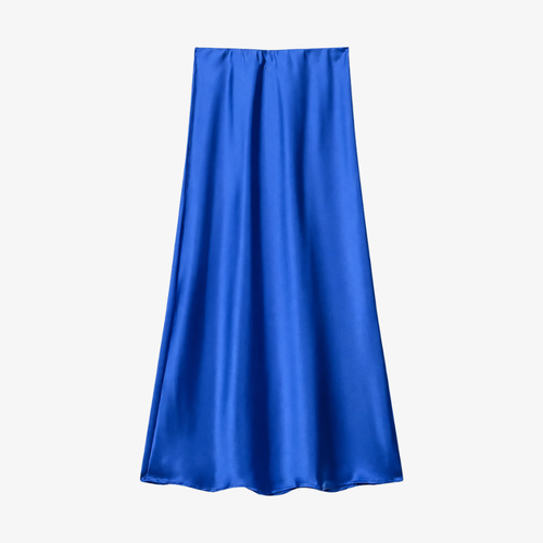 Jupe Longue Satinée Bleu Royal – Éclat & Modernité