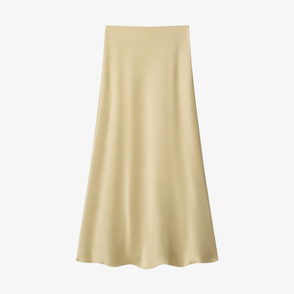 Jupe Longue Satinée Beige – Élégance & Intemporalité