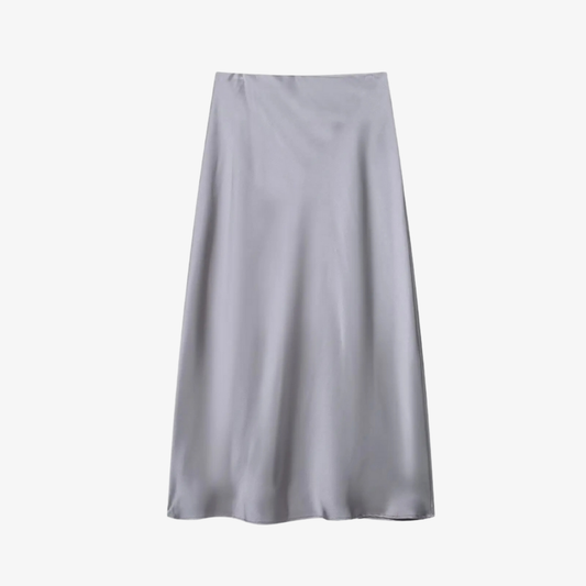 Long Grey Satin Skirt – Modern & Elegant