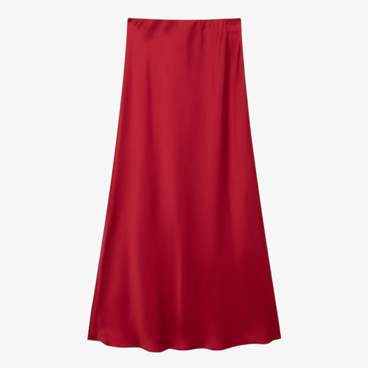 Long Red Satin Skirt – Charm & Passion