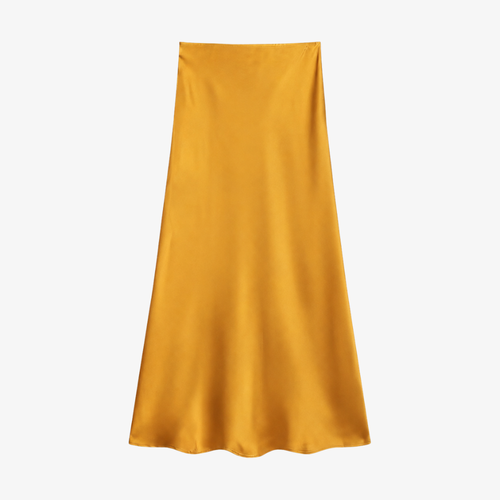 Jupe Longue Satinée Jaune Moutarde – Rayonnante & Moderne