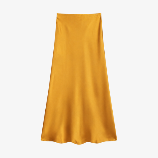 Mustard Yellow Satin Maxi Skirt – Radiant & Modern