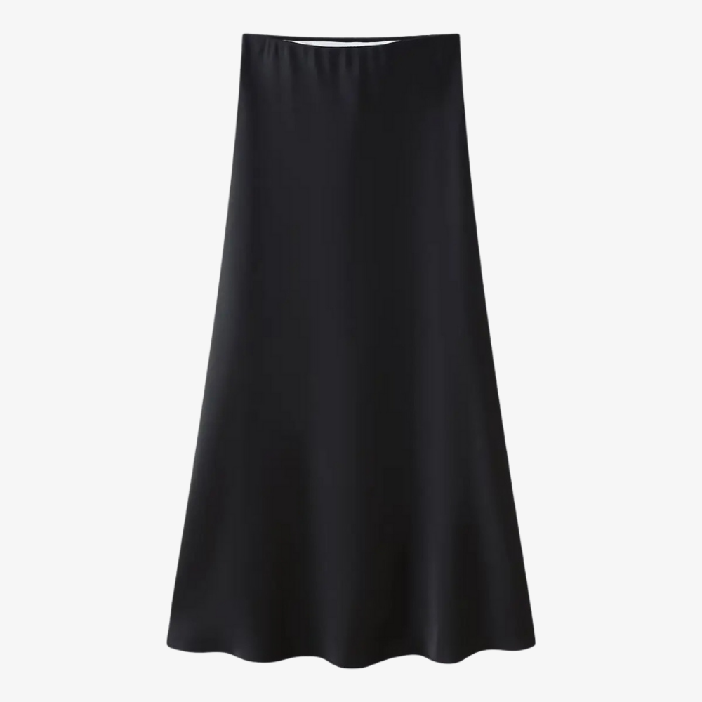 Jupe Longue Satinée Noire – Élégance Intemporelle
