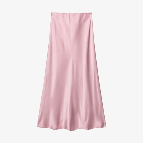 Jupe Longue Satinée Rose Poudré – Douceur & Élégance