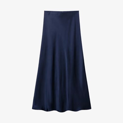 Jupe Longue Satinée Marine – Chic & Intemporelle